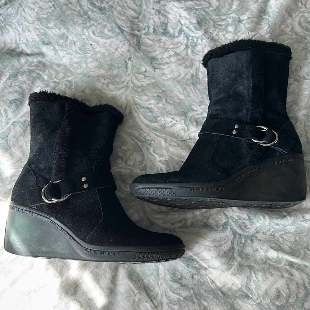 Anne Klein Sport wedge boot AKQUALITY BLACK size 8 new without tags